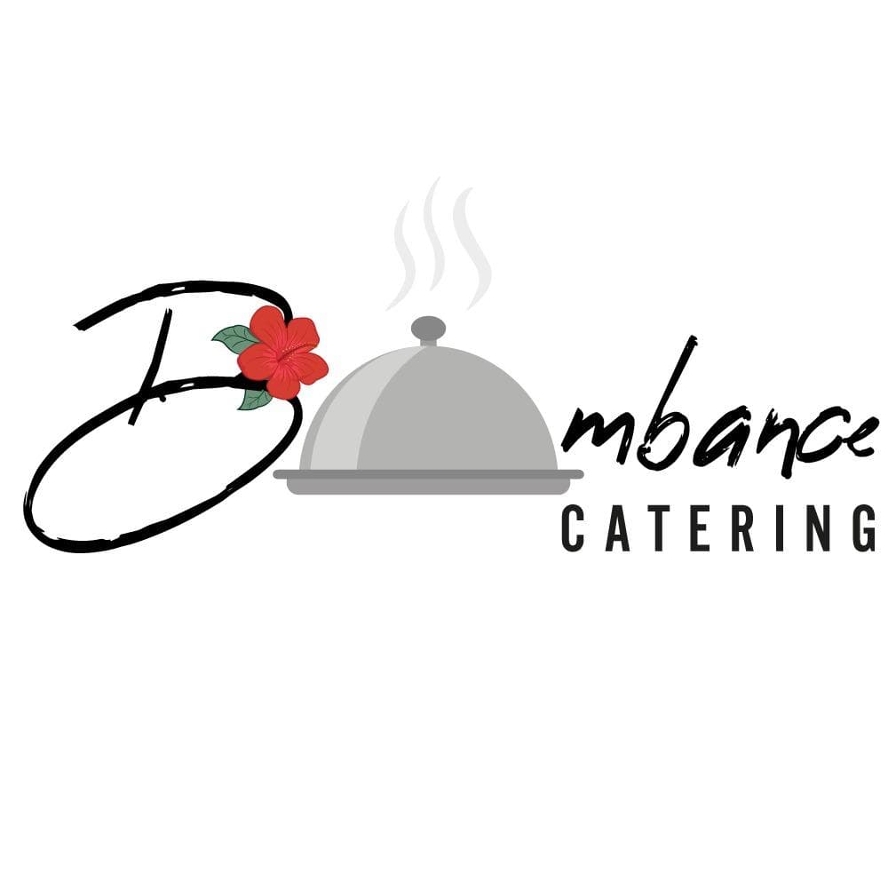 Logo Bombance Catering : une cloche de service et une fleur d’hibiscus