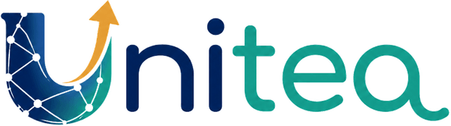 Logo Unitea : un U en réseau surmonté d’une flèche dorée, suivi du mot nitea